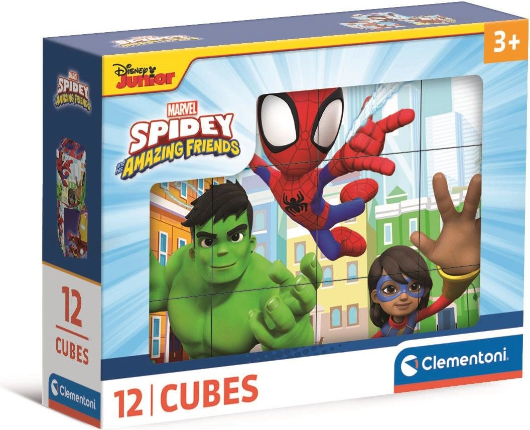 Levně CLEMENTONI Obrázkové kostky Spidey a jeho úžasní přátelé, 12 kostek