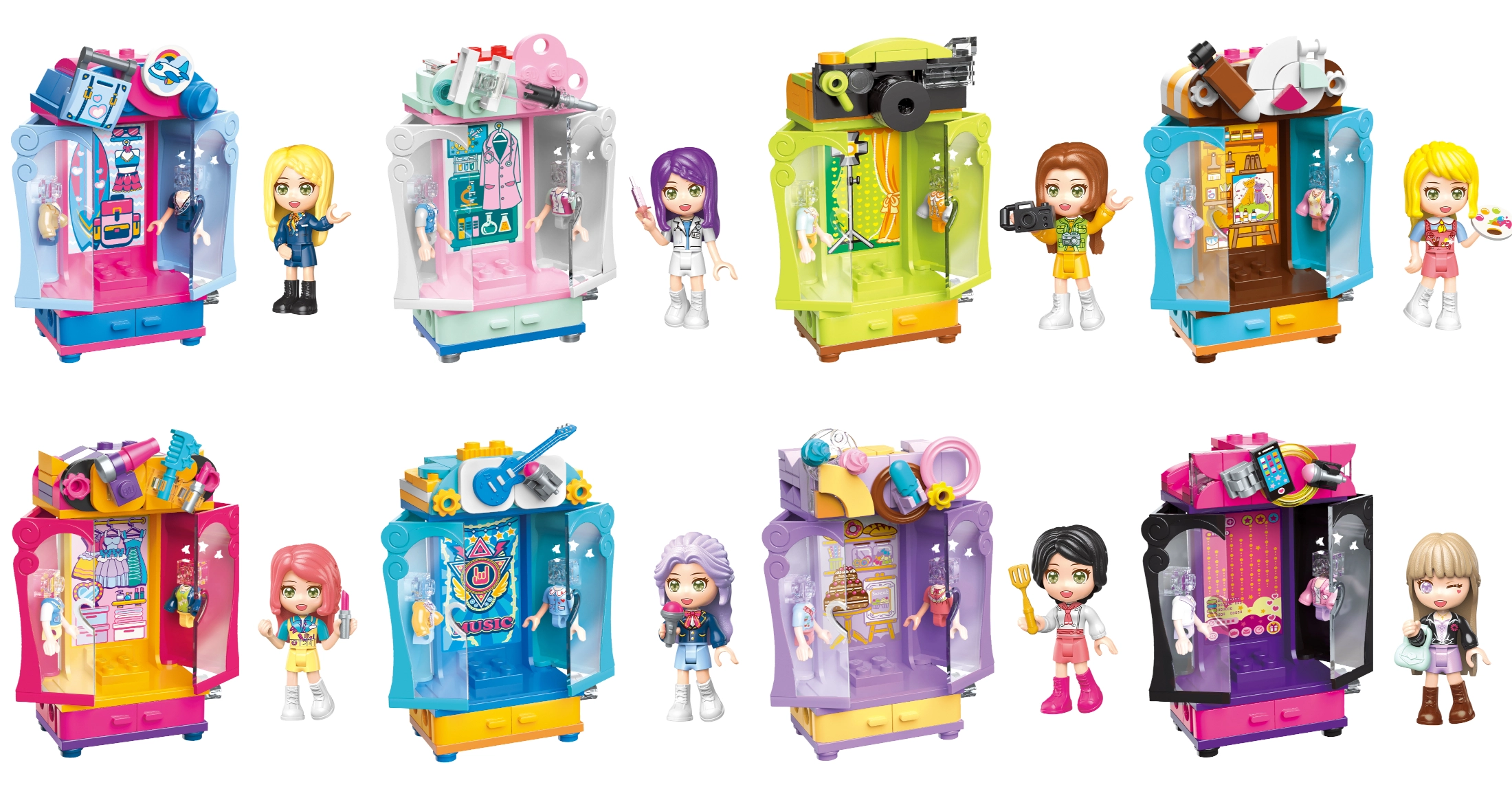 Levně Qman UNA Series – šatní skříň s minifigurkou (1 ks stavebnice)