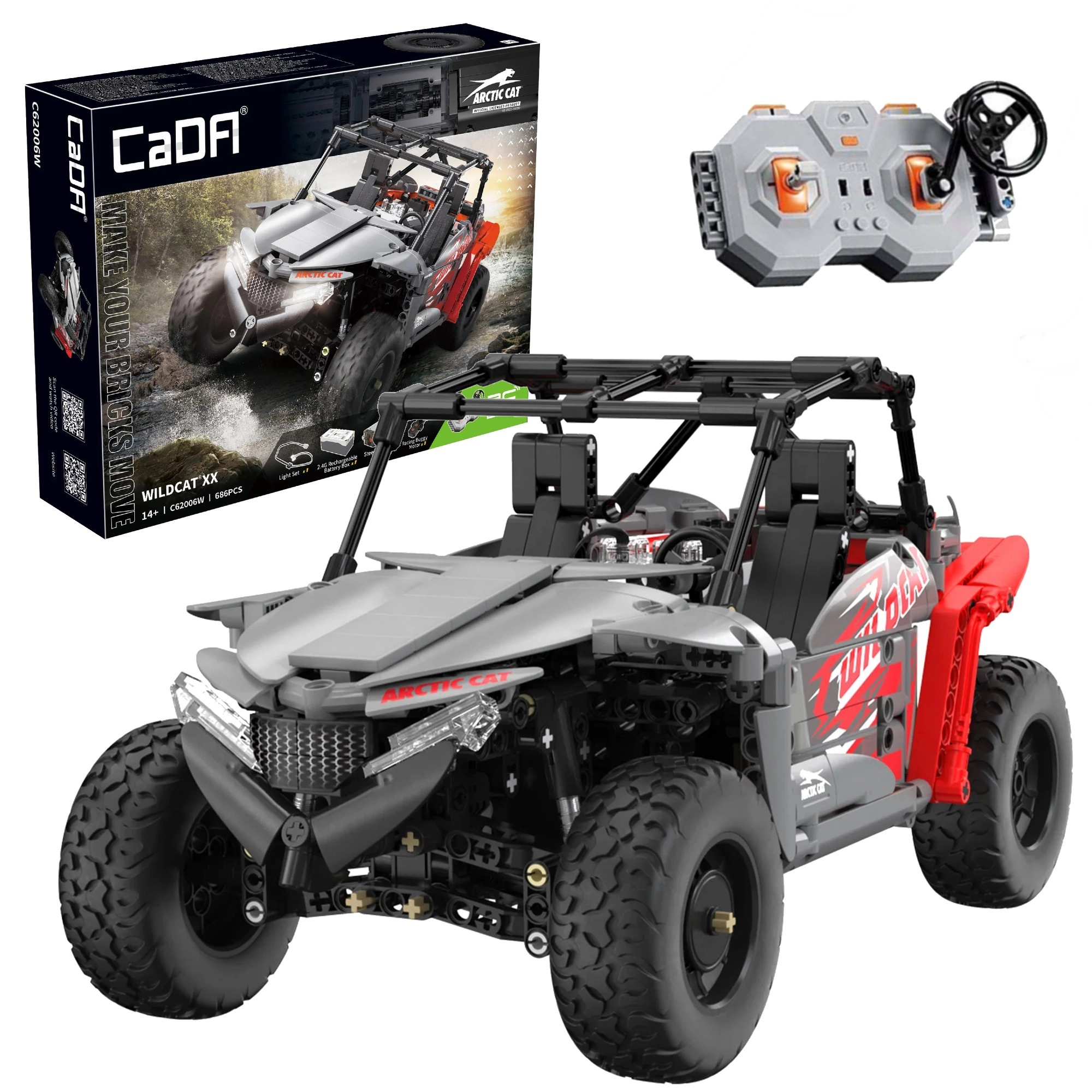 Stavebnice CADA Wildcat XX RC terénní auto 1:12, 686 dílků