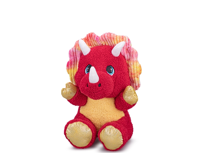 Plyšový sedící triceratops červený 16,5 cm