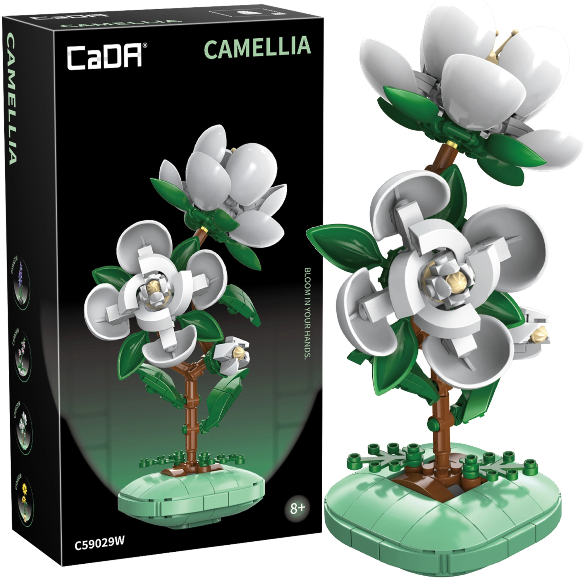 Stavebnice CaDA kamélie v květináči 23 cm, 301 dílků