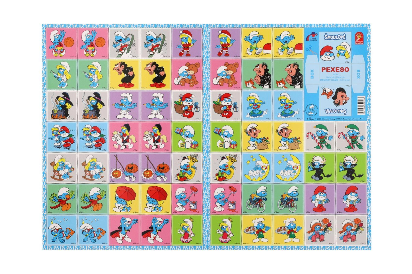 Pexeso Šmoulové papírová hra