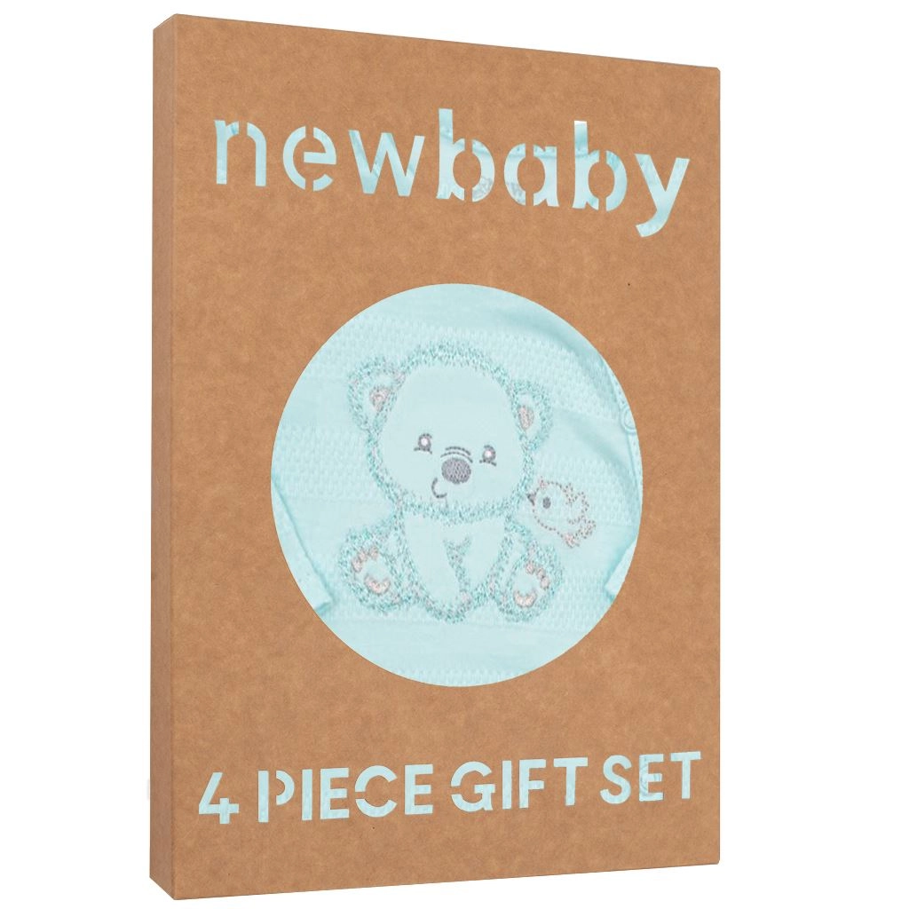 Kojenecká dárková souprava do porodnice NEW BABY Sweet Bear modrá, 4 díly