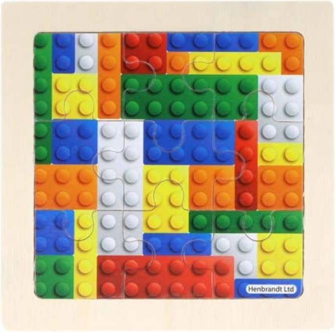 dřevěné puzzle stavebnice 9 dílků