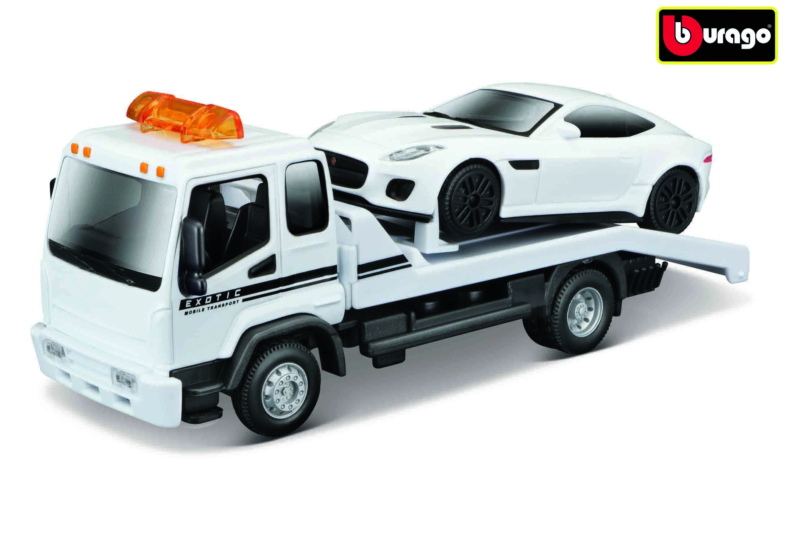 Levně Bburago Truck Soccorso Stradale s modelem Jaguar FType Coupe R 2015 1:43