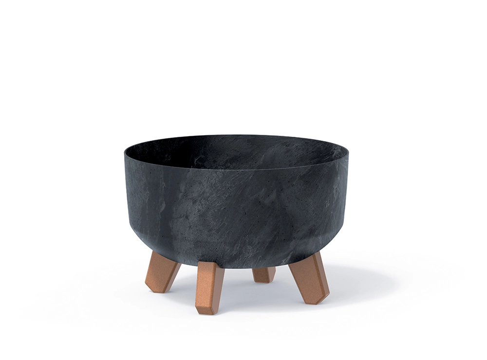 Prosperplast Květináč GRACIA LOW BETON EFFECT antracit 23,5 cm