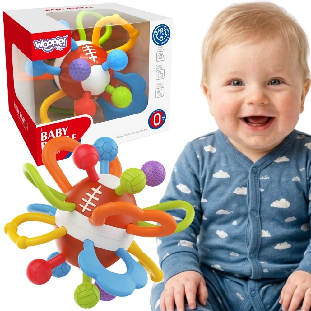 Woopie baby smyslové chrastítko a kousátko míček pro miminka 0+