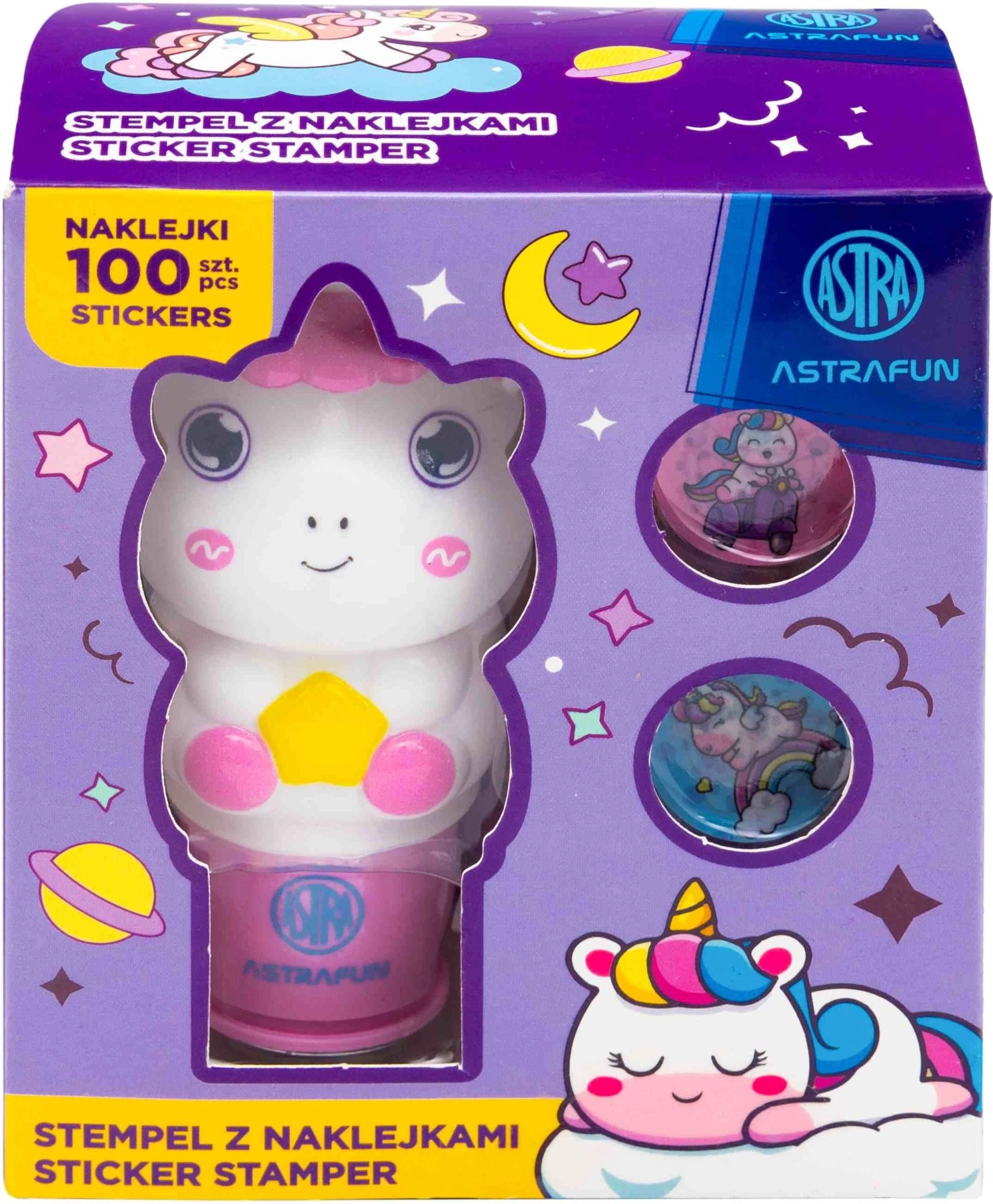 Astra razítko s 100 samolepkami – jednorožec