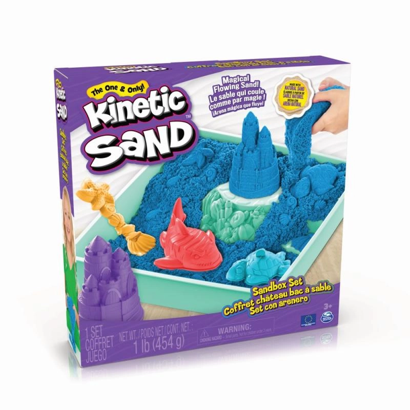 Spin Master Kinetic Sand Krabice tekutého písku s podložkou, modrá