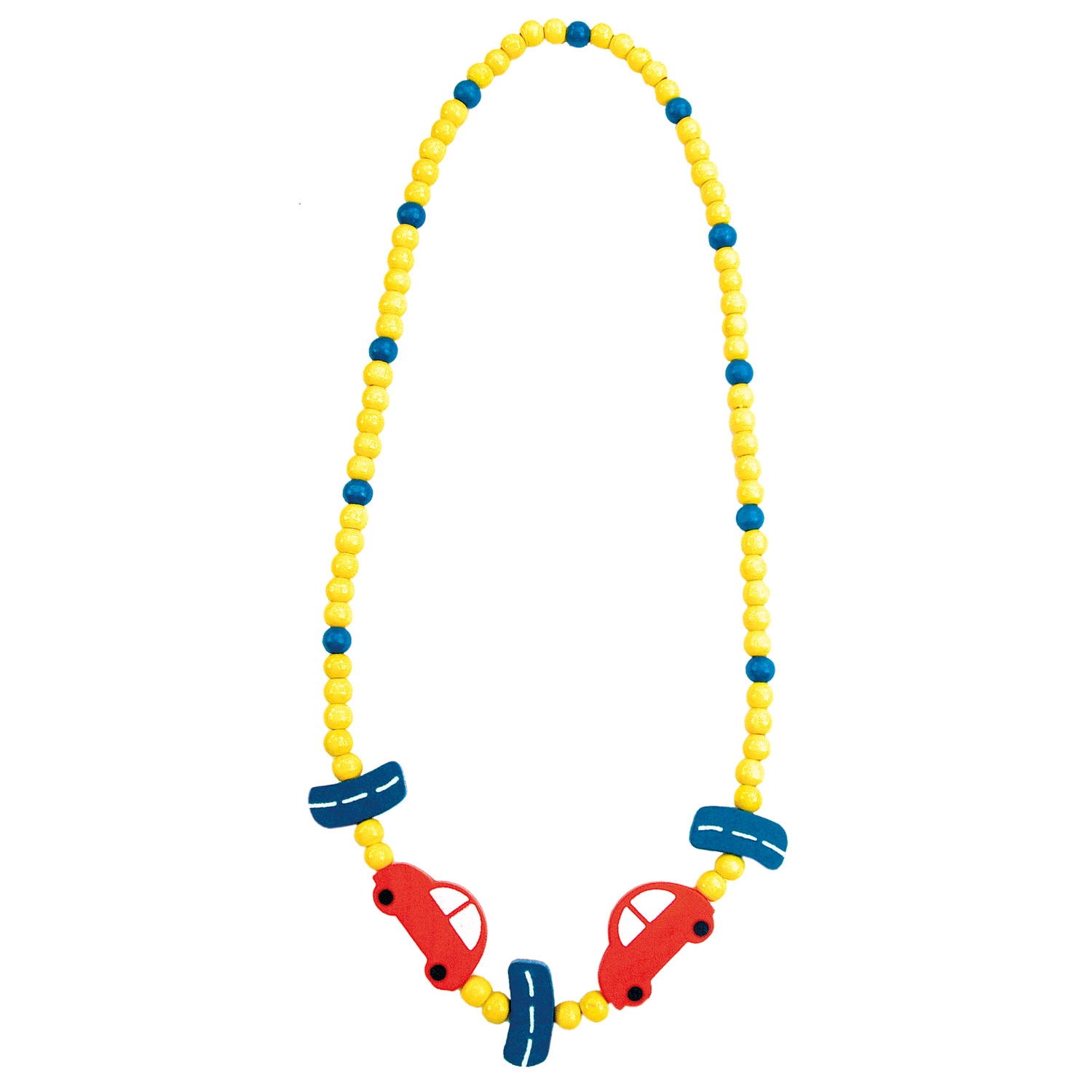 Dřevěný náhrdelník s autíčky 23 cm (6 ks)