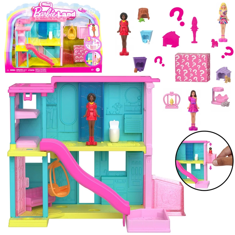 Mattel Barbie MiniLand domeček Modrý dům s doplňky a panenkou