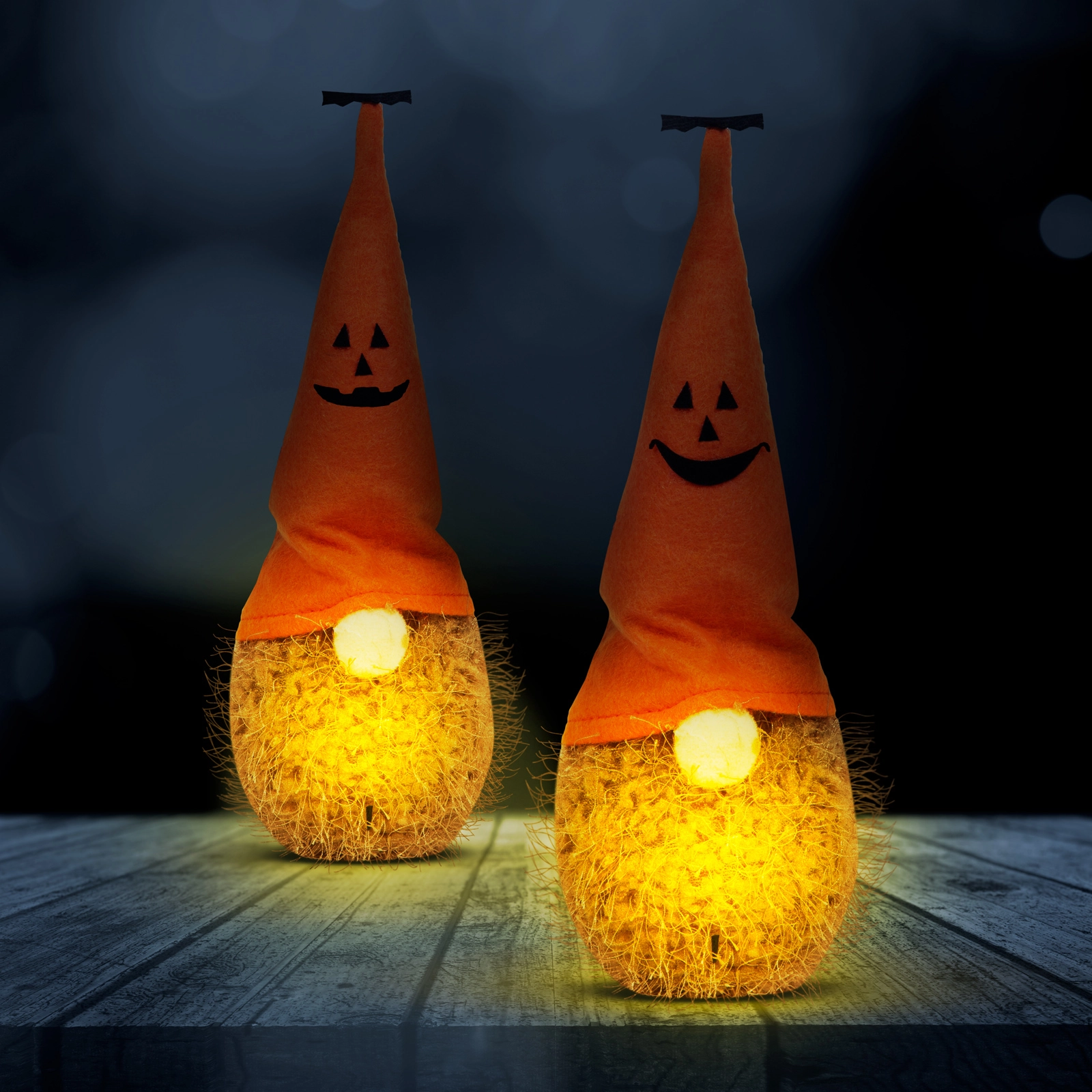 Halloweenský LED trpaslík z polyesteru, 20 cm - 1 kus