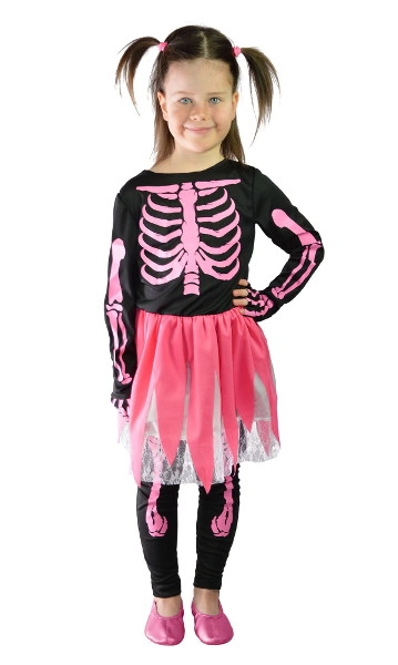 Dětský kostým růžové kostlivky Halloween M
