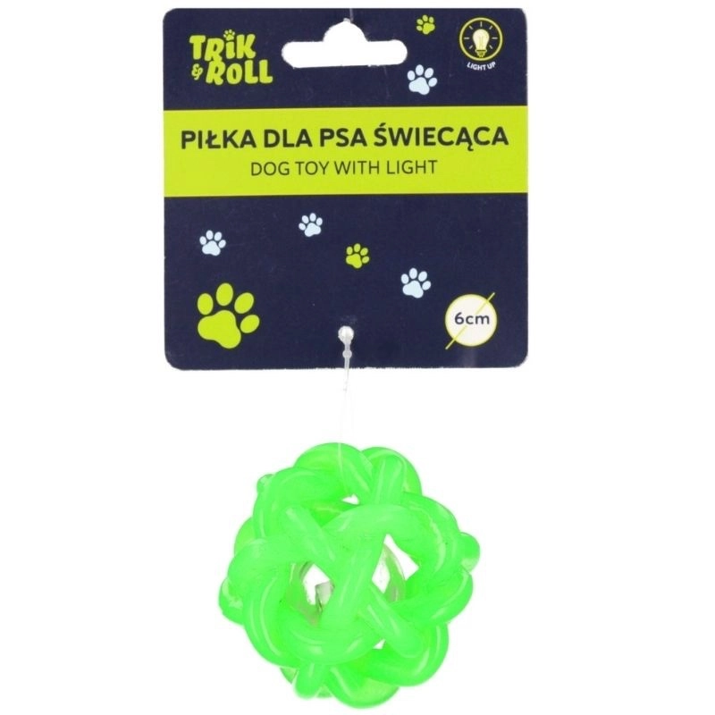 Svítící míček pro psa zelený 6 cm