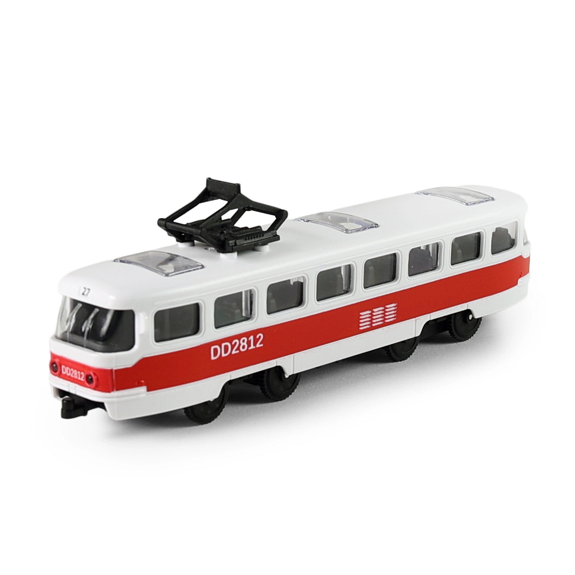 Tramvaj MHD červená 16 cm se setrvačníkem