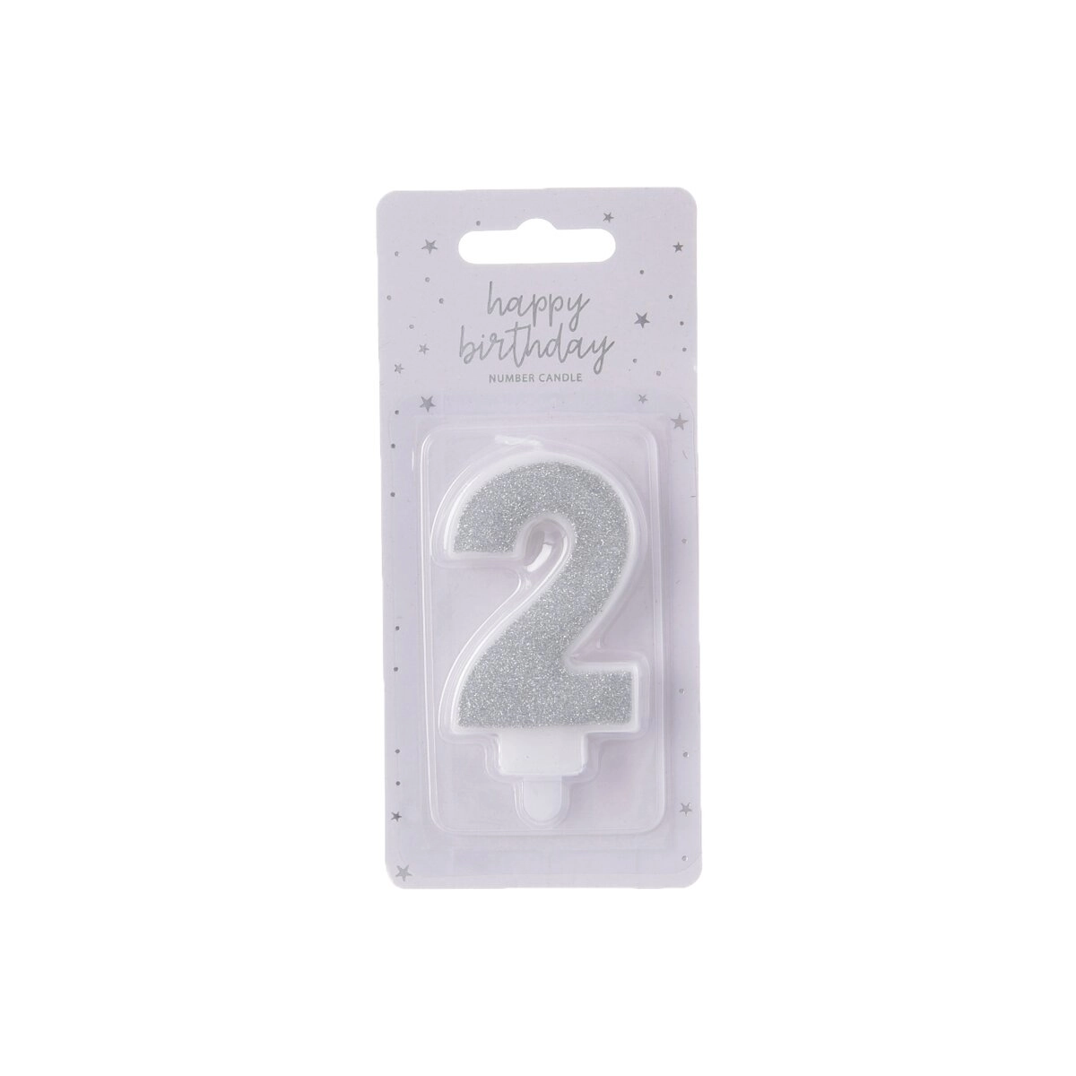 PartyDeco Narozeninová svíčka stříbrná číslo 2 7 cm
