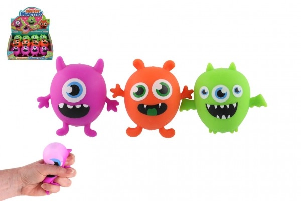Levně Teddies Míček příšerka monstrum antistresový mačkací sliz 9x8cm 3 barvy 12ks v boxu