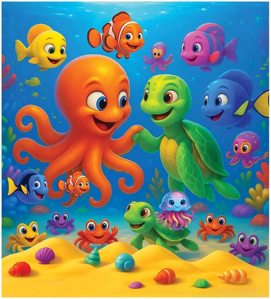 Dřevěné puzzle chobotnice a želva WOODEN CITY, 20 dílků