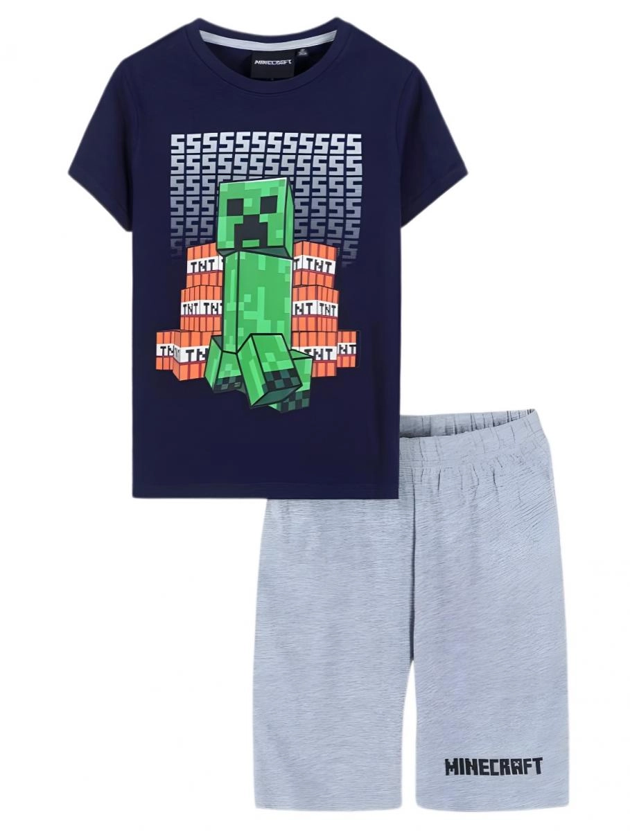 Minecraft pyžamo tmavě modro-šedé – Velikost: 116