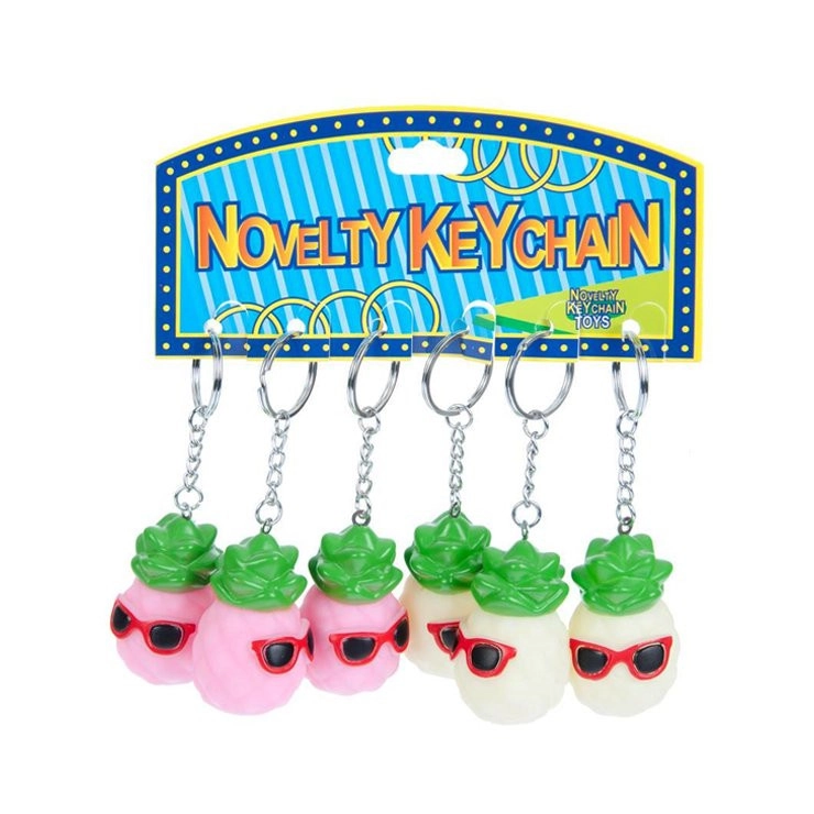 Svítící přívěsek na klíče ananas se slunečními brýlemi