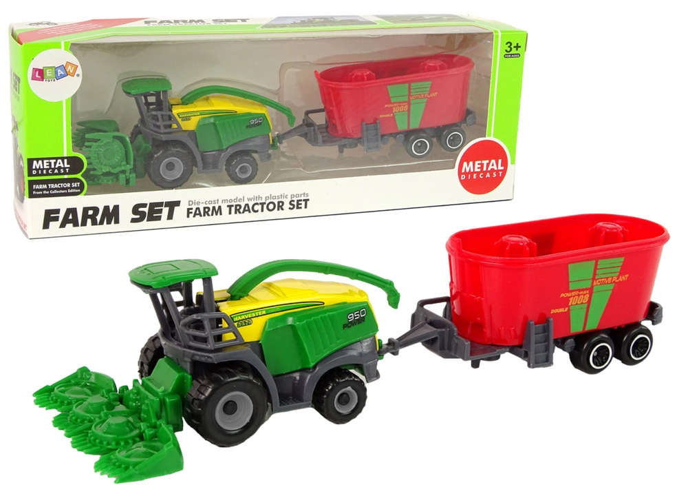 Lean Toys Kombajn s přívěsem Zemědělský stroj Zelená červená