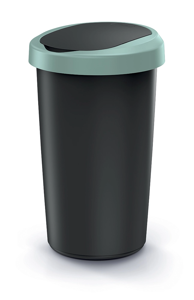 Compacta R Flap Odpadkový koš recyklovaný černý s světle zeleným víkem, 25 l