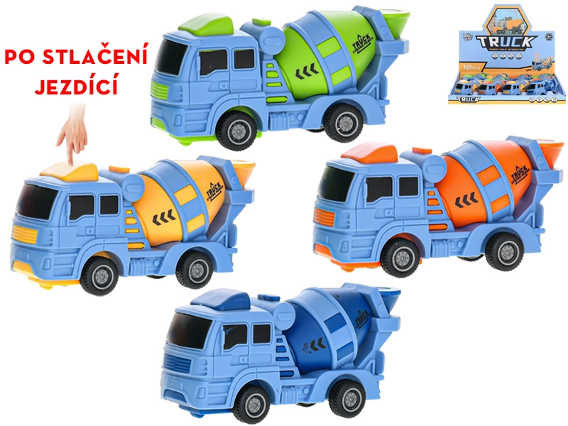 Plastová auto míchačka 10 cm s pohonem na tlačítko