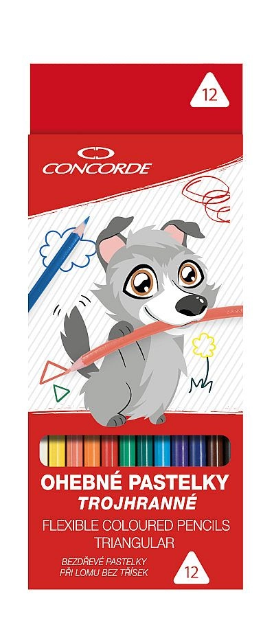 Pastelky CONCORDE trojhranné, ohebné, bezdřevé 12 ks CONCORDE