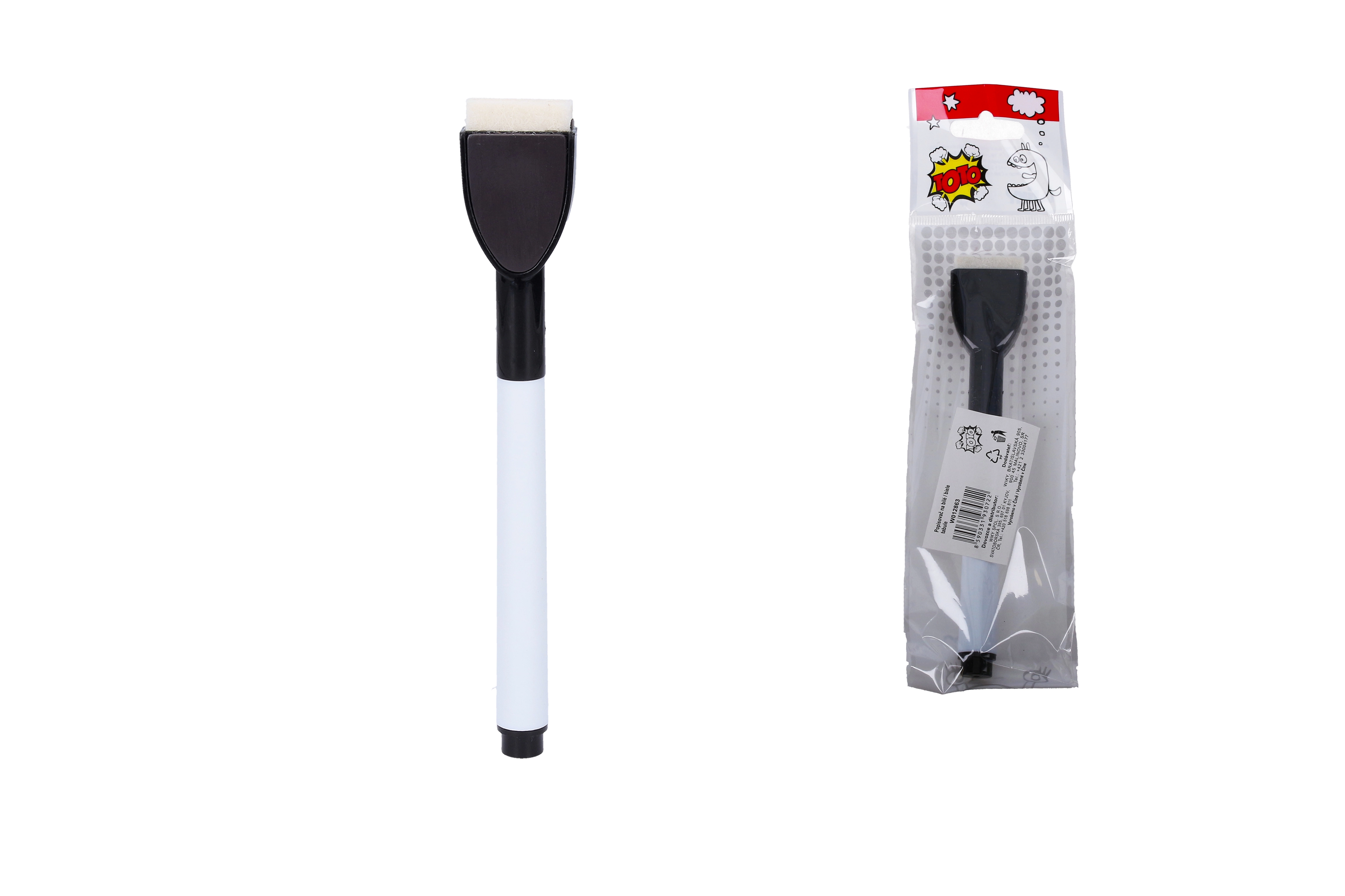 Levně Popisovač na Bílé Tabule s Mini Stěrkou Černý
