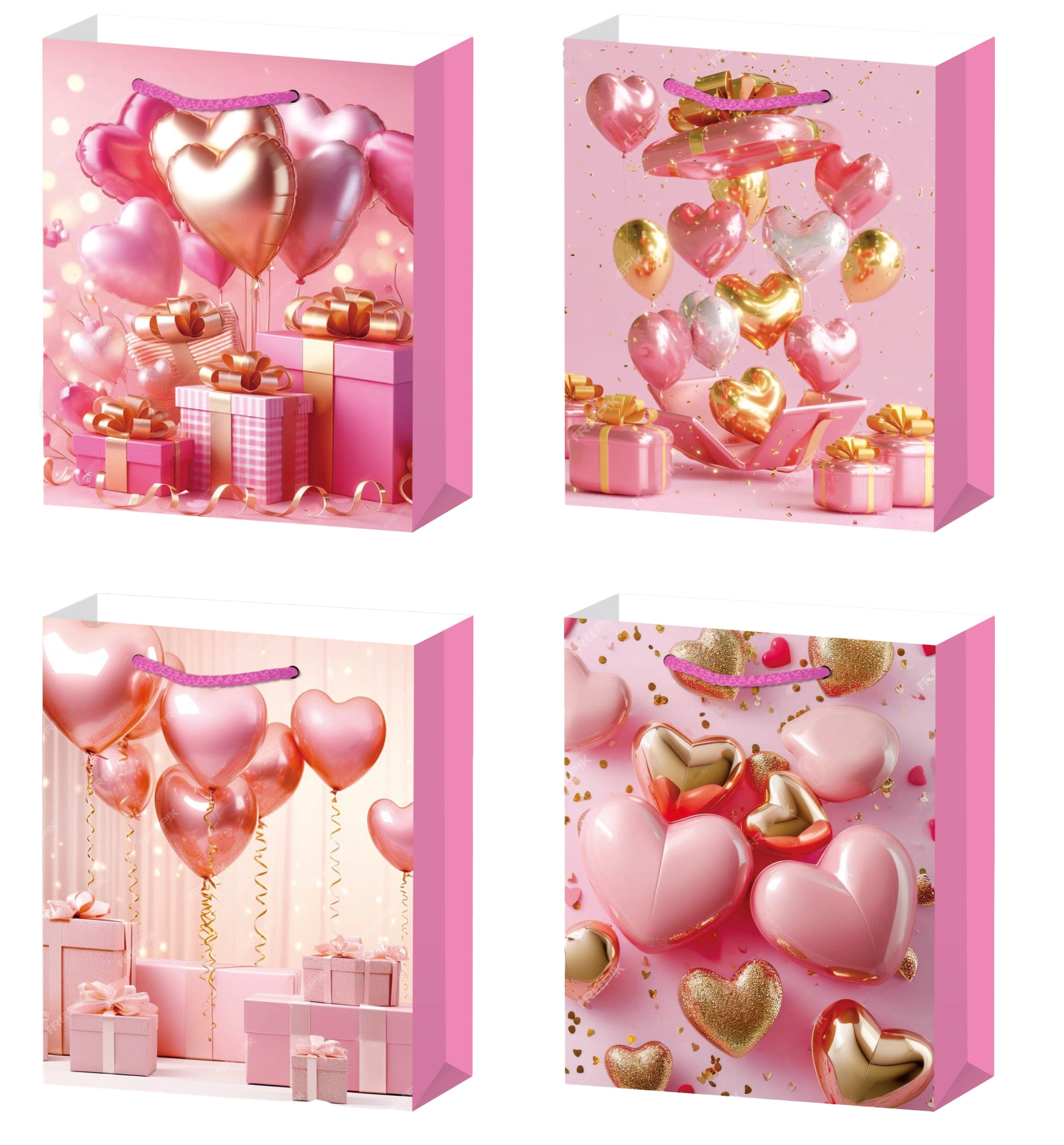 Dárková taška M růžová srdíčka