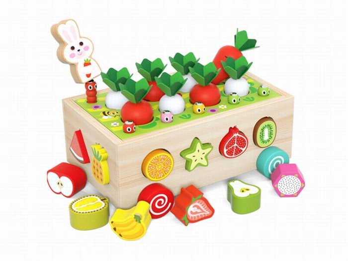 Dřevěný sorter mrkviček s vozíčkem