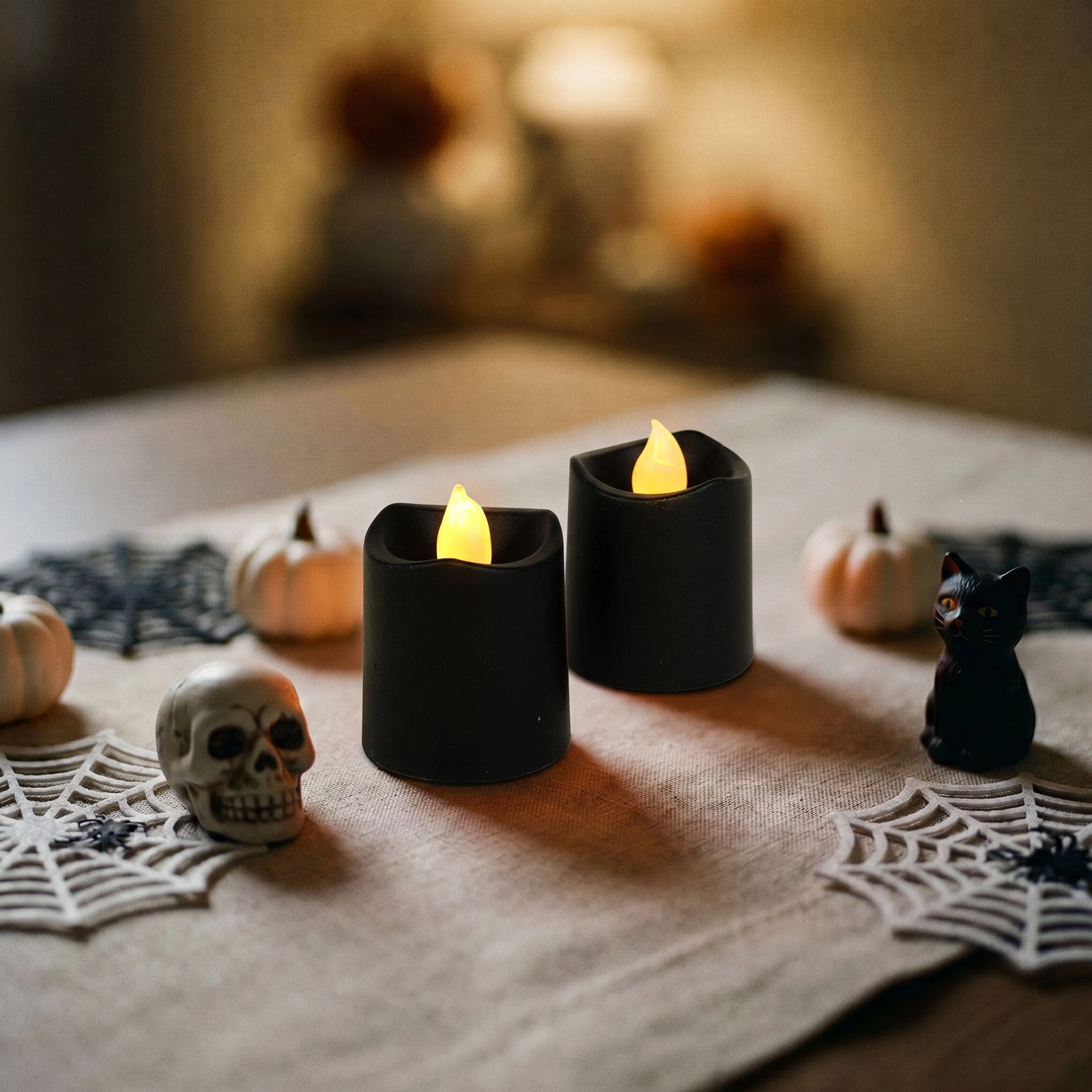 Halloweenová LED svíčka černá, 2 ks