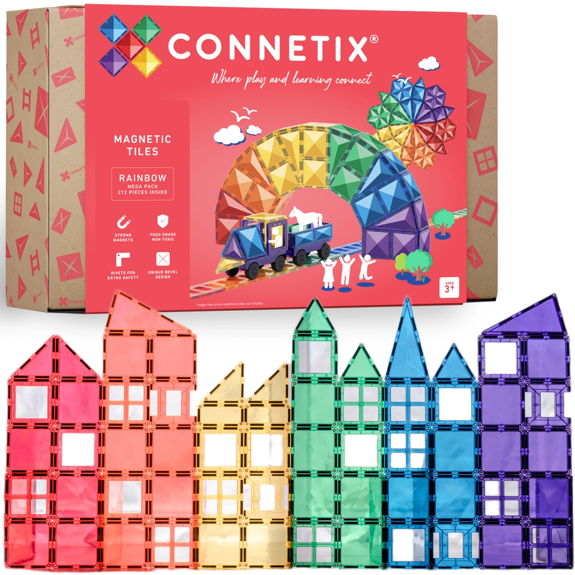 Connetix Rainbow Mega Pack magnetické stavebnice 212 dílů