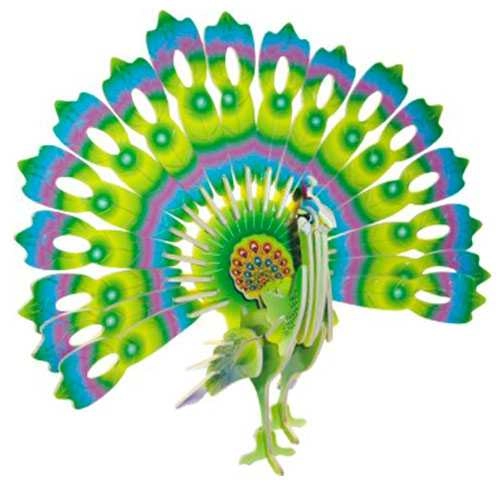 Levně Dřevěné 3D puzzle Páv barevný