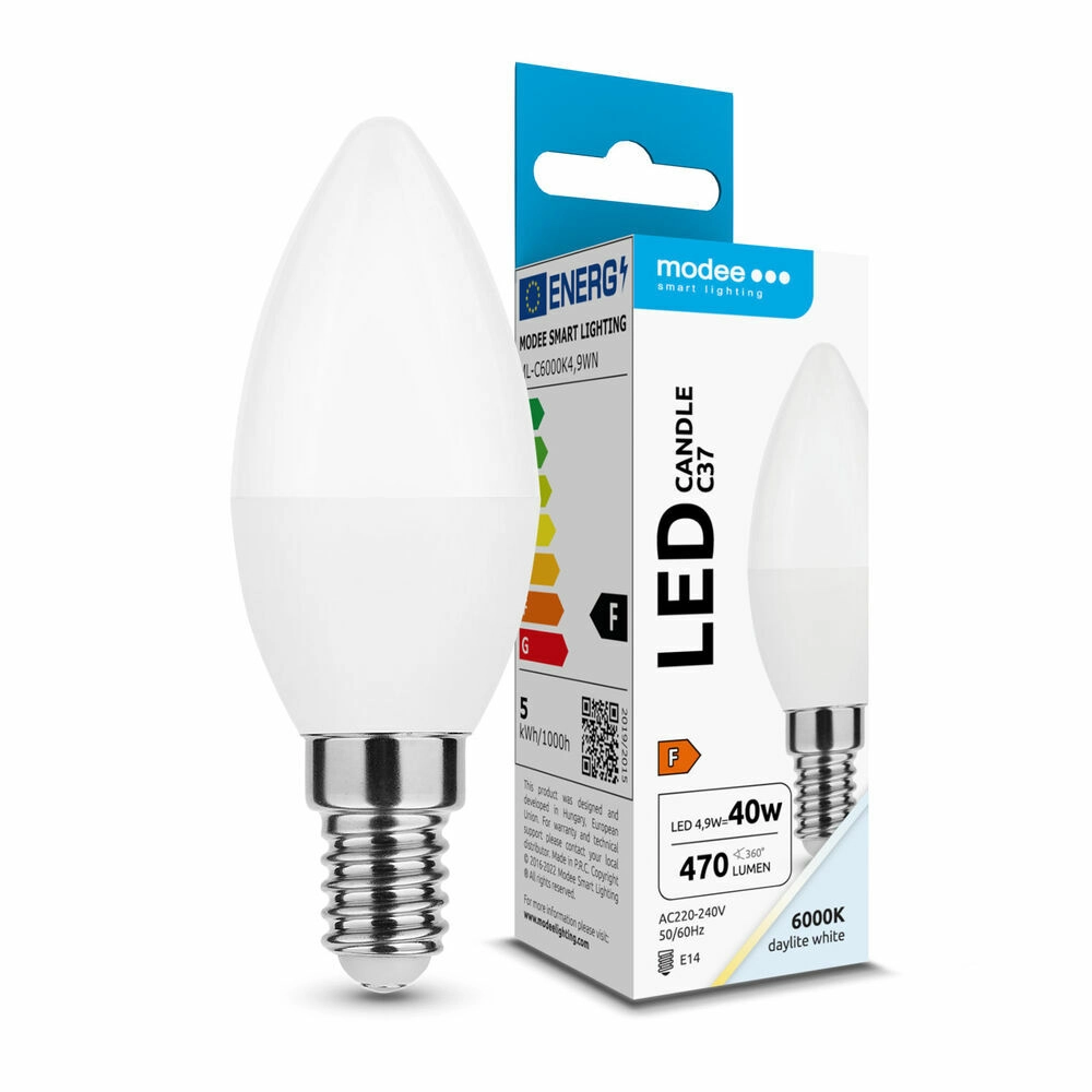 LED svíčková žárovka E14 4,9 W 470 lm studená bílá