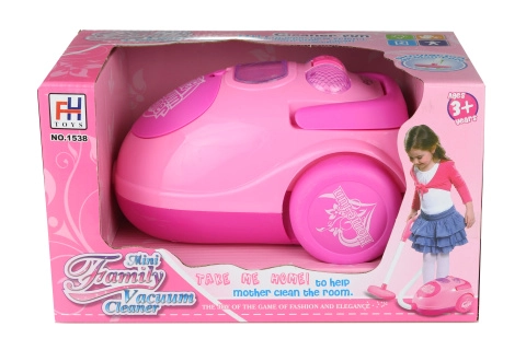 Růžový dětský vysavač na baterie