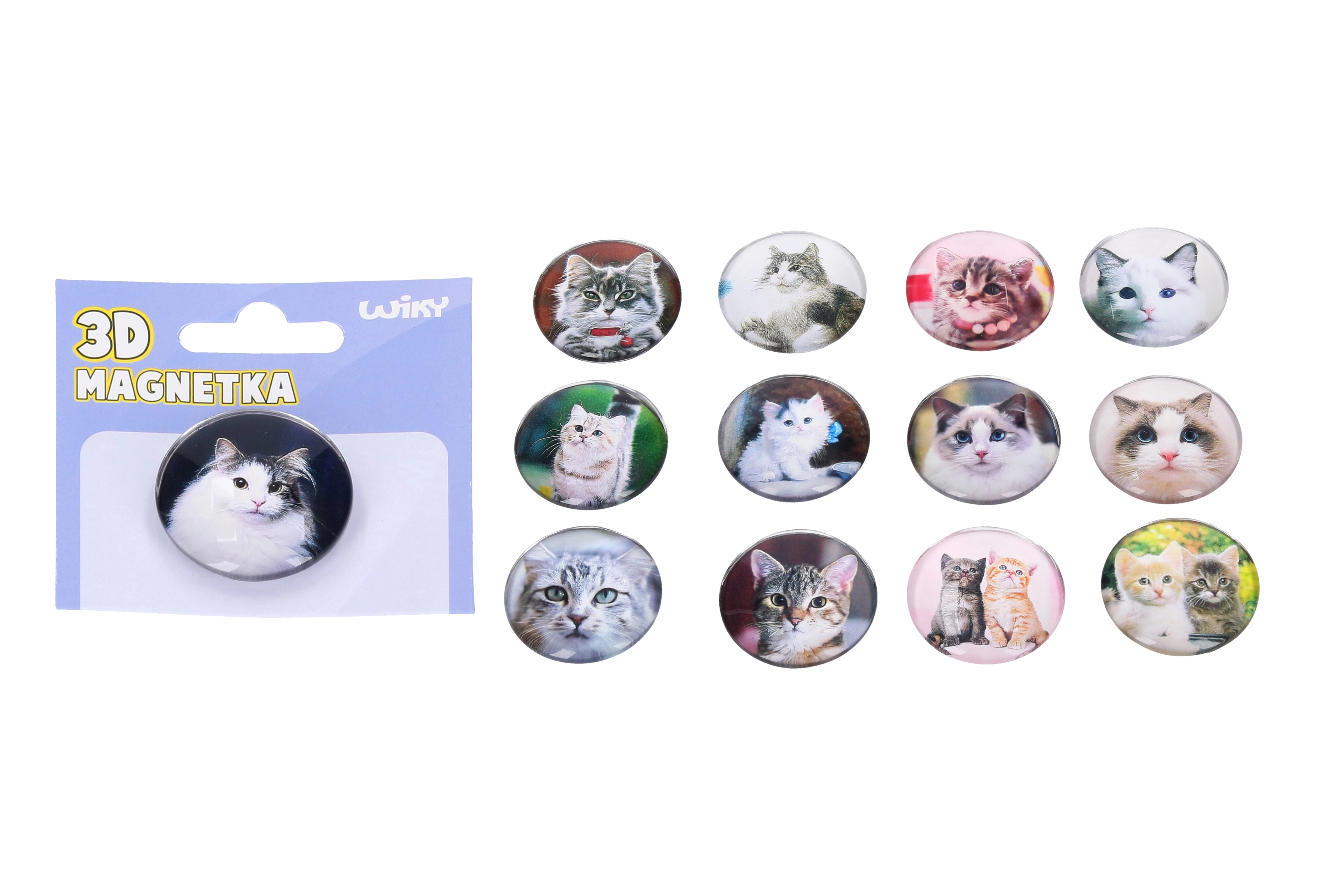 Skleněný magnet kočka 4 cm – mix variant