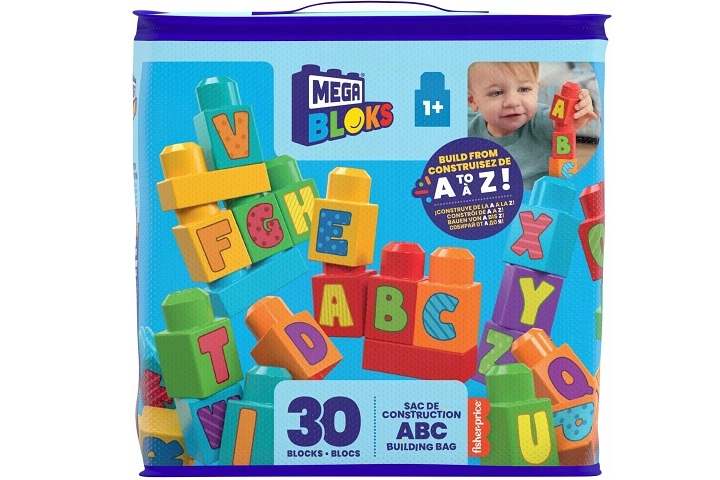 Mega Bloks first builders abc barevné kostky s písmeny v tašce