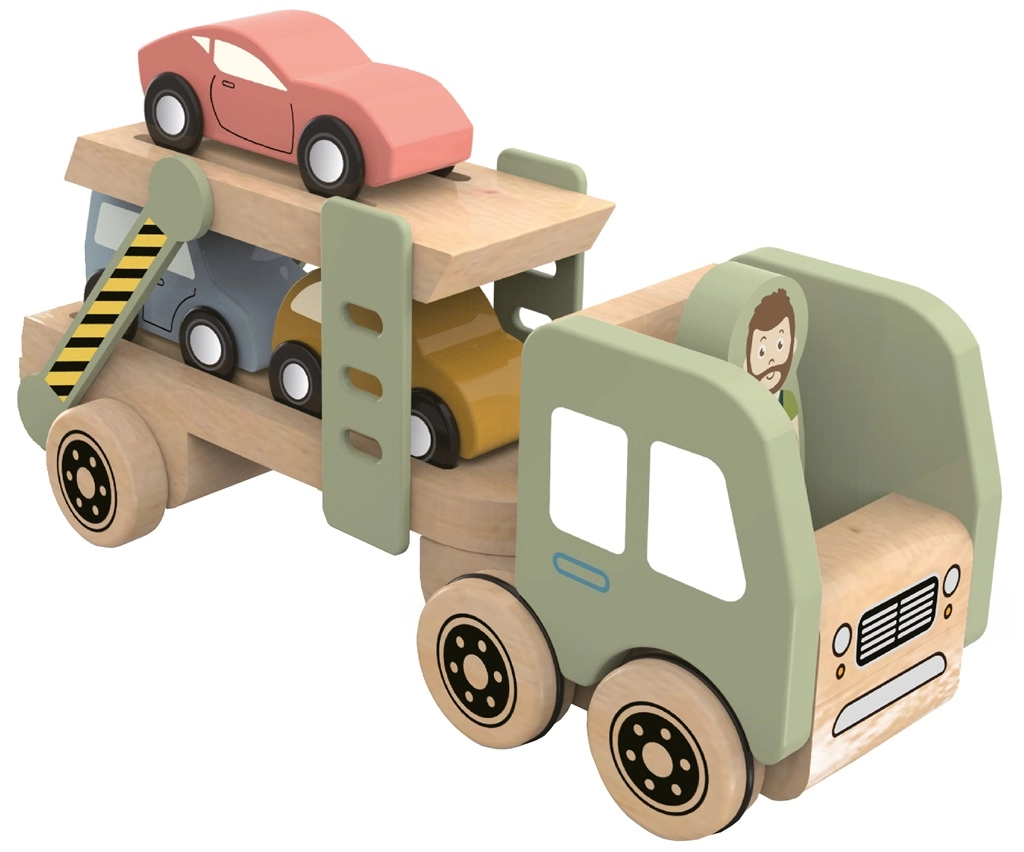 Dřevěný autopřepravník s autíčky 2Kids Toys