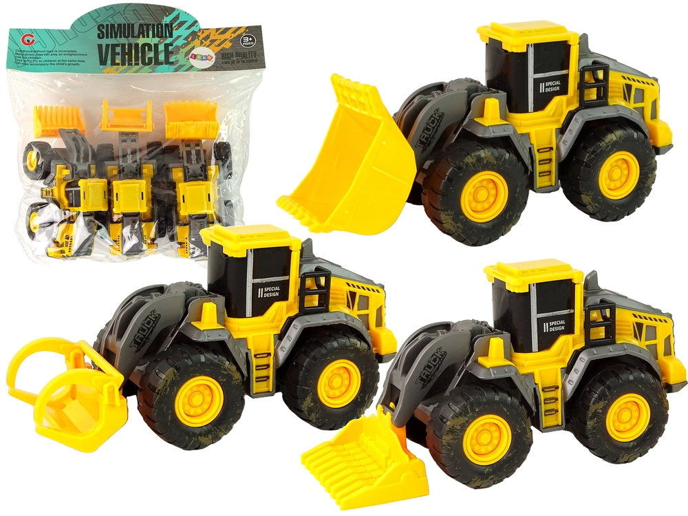 Lean Toys Sada stavebních vozidel 3 žluté modely