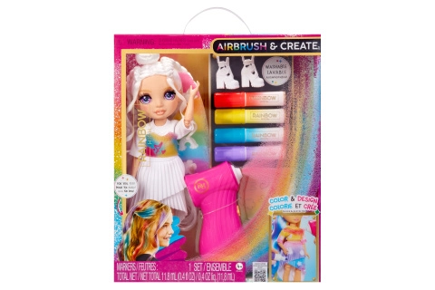Rainbow High Air Brush panenka s omyvatelnými fixy – fialové oči