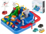 Interaktivní automobilový překážkový závodní park s 4 vozidly a helikoptérou 24 × 24 cm