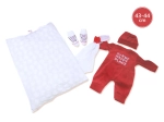 Obleček pro panenku NEW BORN 43–44 cm – 3dílná sada s polštářkem a muchláčkem