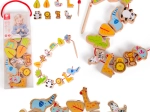 Dřevěné korálky k navlékání zoo Classic World, 13 ks