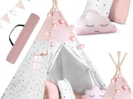 Dětské teepee s girlandou a světýlky NUKIDO – růžové