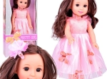 Panenka 36 cm s česatelnými vlasy v růžových šatech s motýlky