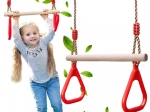 Dětská dřevěná gymnastická hrazda s držadly na zahradu