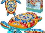 Barevná nafukovací želva s madly Bestway s potiskem Majolika 183x173 cm