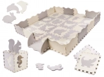 Pěnová vzdělávací podložka puzzle, šedá a ecru, 36 dílů, 150 × 150 cm