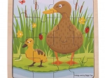 Dřevěné rámové puzzle BIGJIGS TOYS kačenka s káčátkem – 16 dílků